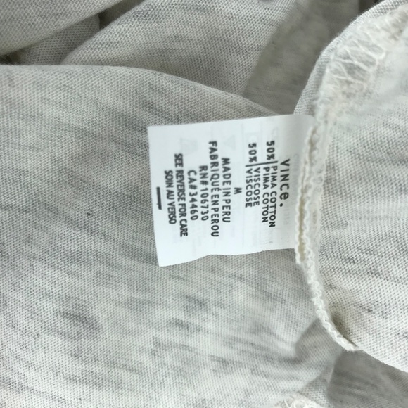 NWT - VInce Pima Cotton Blend V Neck Tee Cream Size M - Picture 6 of 6